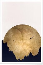 JUNIQE - Poster Two Birds Gold -30x45 /Ivoor