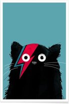 JUNIQE - Poster Cat - Hero 2 -13x18 /Turkoois & Zwart