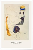 JUNIQE - Poster Schiele - Two Lying Figures -60x90 /Blauw & Geel