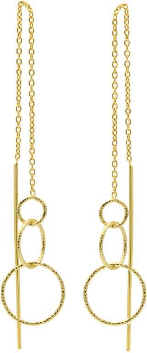 Karma Pull Through Doortrek Oorbellen Triple Circle Goud