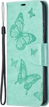 Samsung Galaxy S21 Ultra Hoesje - Mobigear - Butterfly Serie - Kunstlederen Bookcase - Turquoise - Hoesje Geschikt Voor Samsung Galaxy S21 Ultra