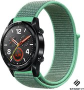 Nylon Smartwatch bandje - Geschikt voor  Huawei Watch GT nylon bandje - mint - 42mm - Strap-it Horlogeband / Polsband / Armband