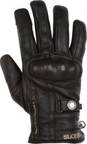 Helstons Burton Hiver Leather Black Black Motorcycle Gloves T12 - Maat T12 - Handschoen