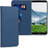 kwmobile hoesje voor Huawei Enjoy 7S / P Smart (2017) - Beschermhoes van imitatieleer - Flip cover in donkerblauw