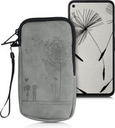 kwmobile hoesje voor smartphone M - 5,5" - Imitatieleer in grijs - Paardenbloemen Liefde design - 15,2 x 8,3 cm groot