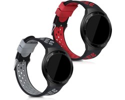 kwmobile 2x horlogebandjes geschikt voor Huawei Watch GT2e/GT2 46mm / Watch GT3 Pro/ Watch GT3 SE bandje - Smartwatch bandjes van TPU - Activity tracker horloge band in zwart / rood / zwart / grijs