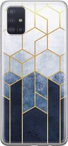 Samsung Galaxy A71 siliconen hoesje - Geometrisch fade art - Soft Case Telefoonhoesje - Blauw - Print