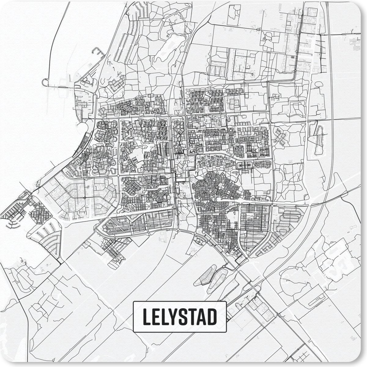 Muismat 20x20 cm - Mousepad Stadskaart Lelystad - Muismatten
