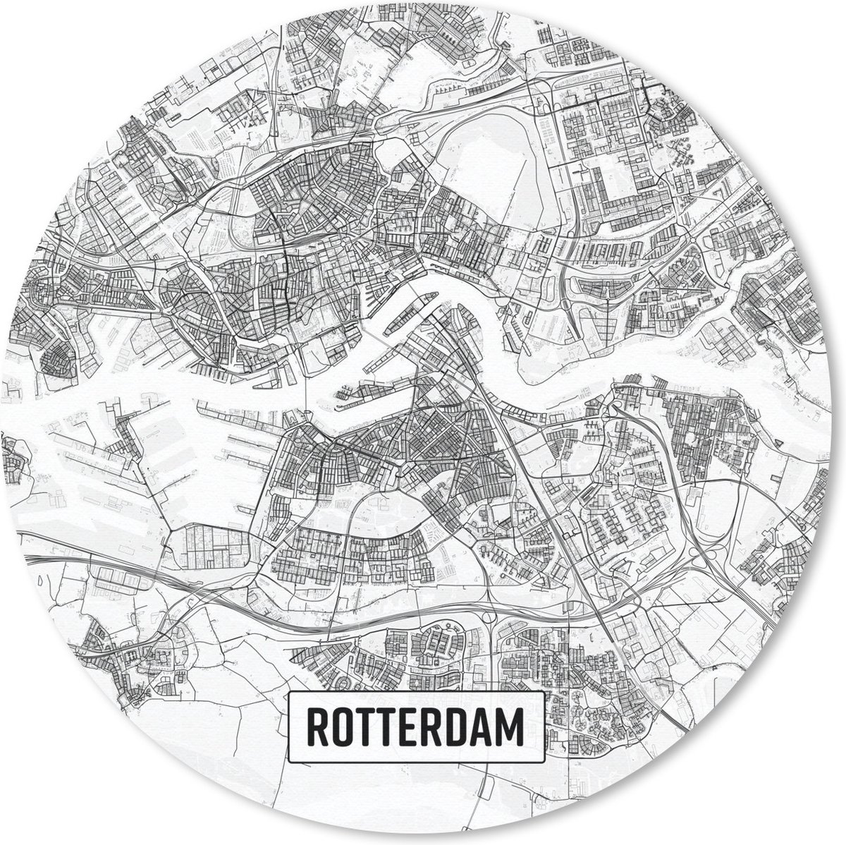 Muismat rond 30x30 cm - Mousepad Stadskaart Rotterdam - Ronde muismatten