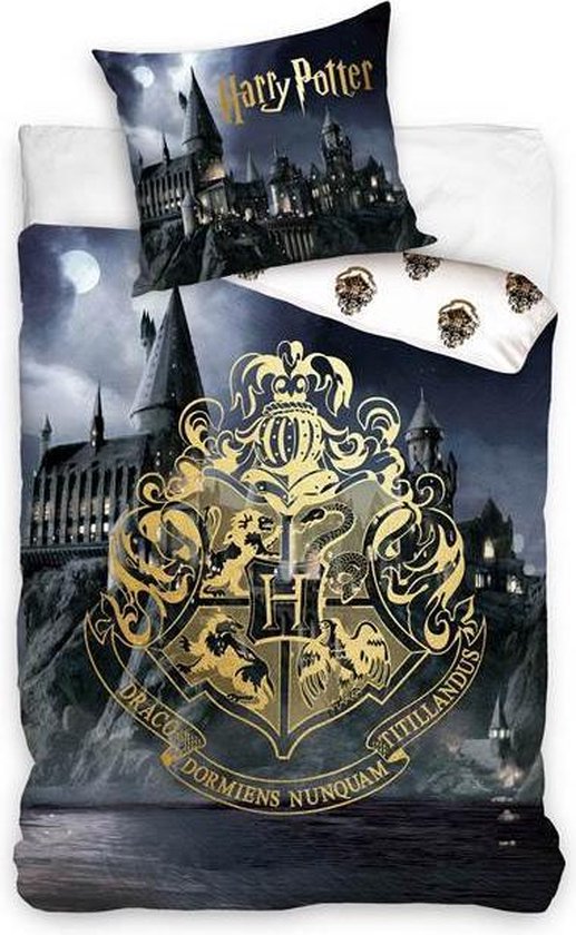 Harry Potter Dekbedovertrek Goud - Eenpersoons - 140  x 200 cm - Katoen