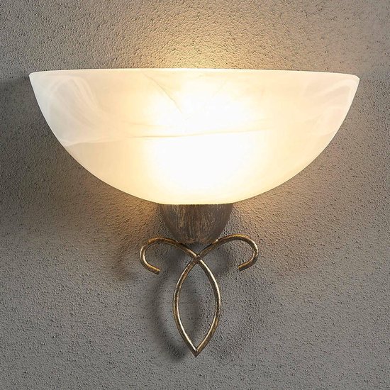 Lindby - wandlamp - 1licht - glas, metaal - H: 22.5 cm - E27 - wit albast, zwart | bol.com