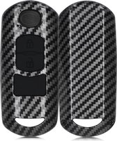 kwmobile autosleutelhoes voor Mazda 2-knops Keyless Go autosleutel - hardcover beschermhoes - Carbon design - zwart