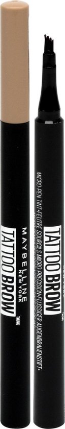 Maybelline Tattoo Brow Micro Pen, lichtbruine dop met gouden accenten.