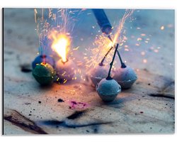 Dibond - Kinder Vuurwerk  - 40x30cm Foto op Aluminium (Met Ophangsysteem)
