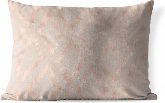 Buitenkussens - Tuin - Luxe patroon gemaakt van roségouden ruiten tegen een oudroze achtergrond - 50x30 cm