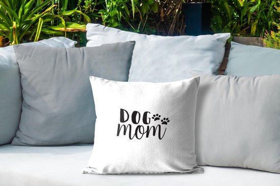 Coussins d'extérieur - Jardin - Citation Maman chien sur fond rose - 40x40 cm