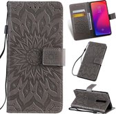 Geperst Printing Sunflower Pattern Horizontal Flip PU Leather Case voor Xiaomi Mi 9T & Mi 9T Pro & Redmi K20 & K20 Pro, met houder & kaartsleuven & portemonnee & lanyard (grijs)