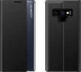 Voor Galaxy Note 9 Zijdisplay Met Magnetische / Beugelfunctie / Slaapfunctie Effen Textuurdoek + PC Flip Case (Zwart)