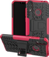 Tire Texture TPU + PC schokbestendig hoesje voor Huawei Honor Play 8C, met houder (roze)