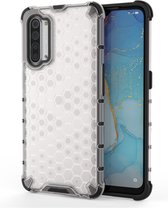 Voor OPPO Reno3 Shockproof Honeycomb PC + TPU Case (wit)