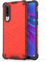 Schokbestendige honingraat pc + TPU beschermhoes voor Huawei P30 (rood)