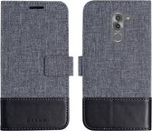 Voor Huawei Mate 9 Lite MUMXA MX102 Horizontaal Flip Canvas Stiksels Leren Case met houder & kaartsleuven & portemonnee (zwart)