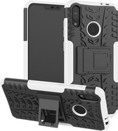 Tire Texture TPU + PC Shockproof Case voor Asus Zenfone Max (M2), met houder (wit)