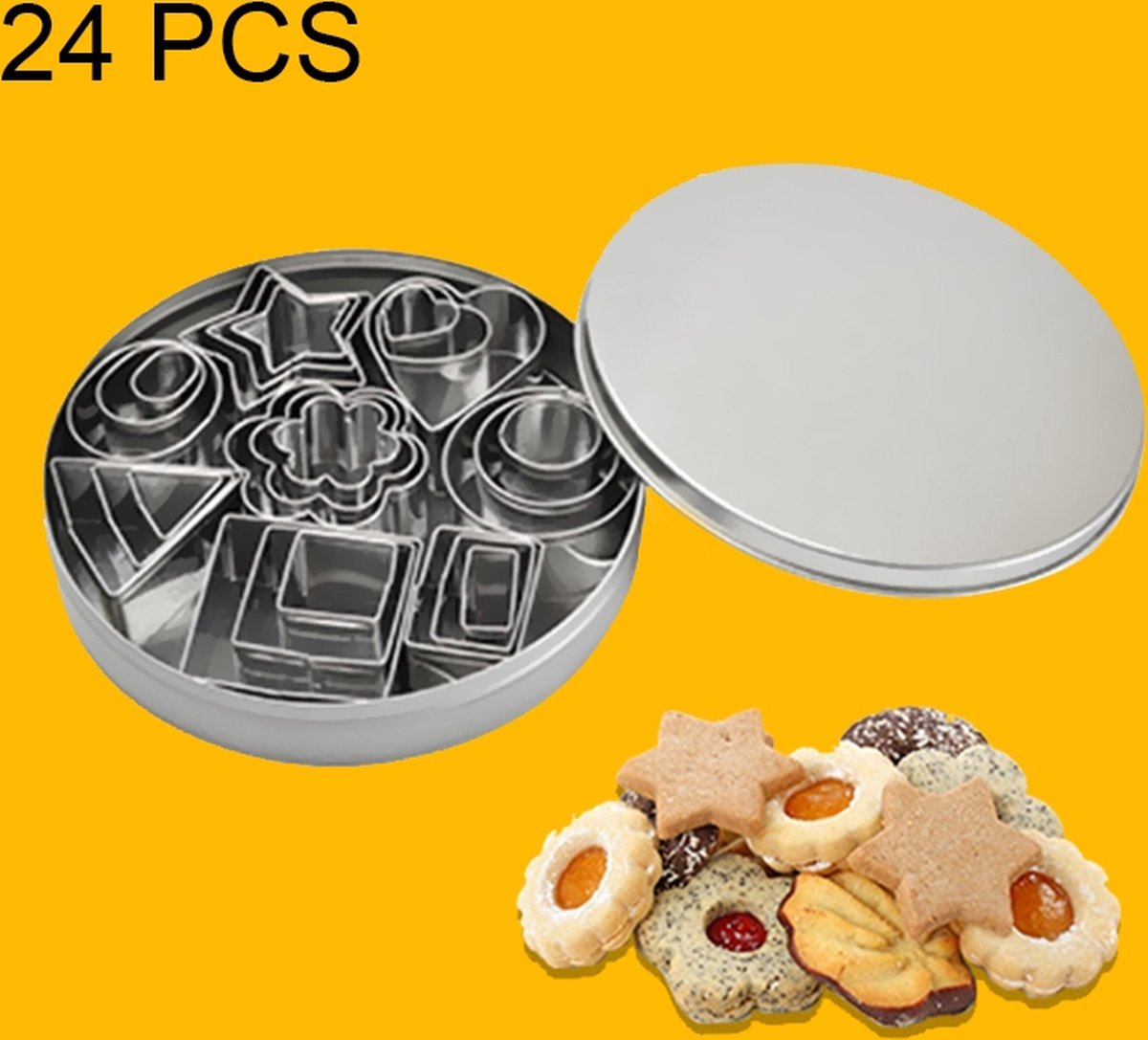 Let op type!! 24 STKS/set RVS DIY cookie koekjes mallen geometrie bakken tools (Octagon)