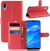 Litchi Texture Horizontal Flip Leather Case voor Huawei Enjoy 9 / Y7 prime (2019) / Y7 Pro (2019), met portemonnee & houder & kaartsleuven (rood)