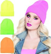beanie muts neon groen.