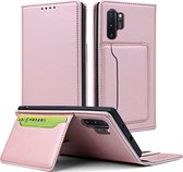 Voor Samsung Galaxy Note10 + Sterk magnetisme Vloeibaar gevoel Horizontale flip lederen tas met houder & kaartsleuven en portemonnee (roségoud)