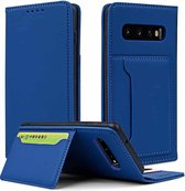 Voor Samsung Galaxy S10 + Sterk magnetisme Vloeibaar gevoel Horizontale flip lederen tas met houder & kaartsleuven en portemonnee (blauw)