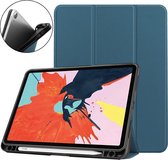 Voor iPad Air 2020 10.9 Custer Texture TPU Horizontale Flip Leren Case met Slaap- / Wekfunctie & Drie-vouwbare Houder & Pengleuf (Donkergroen)