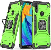 Voor Huawei Y6 Prlme / Y6 Magnetisch pantser Schokbestendig TPU + pc-hoesje met metalen ringhouder (groen)