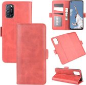 Voor OPPO A72 Dual-side magnetische gesp horizontale flip lederen tas met houder & kaartsleuven & portemonnee (rood)