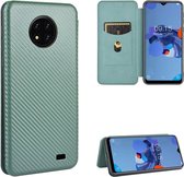 Voor Oukitel C19 Carbon Fiber Texture Magnetische Horizontale Flip TPU + PC + PU Leather Case met Card Slot (Groen)