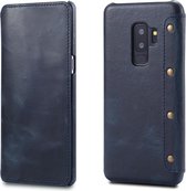 Voor Galaxy S9 Plus Denior Oil Wax Koeienhuid Eenvoudige Horizontale Flip Leren Case met Kaartsleuven & Portemonnee (Donkerblauw)