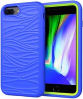 Voor iPhone 6/7/8 Plus golfpatroon 3 in 1 siliconen + pc schokbestendig beschermhoes (blauw + olivijn)