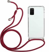 Voor Samsung Galaxy S20 FE 5G Four-Corner Anti-Fall transparante TPU beschermhoes met lanyard (rood)