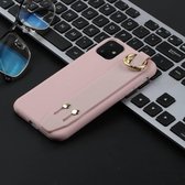 Voor iPhone 11 Pro Max schokbestendig TPU-hoesje in effen kleur met polsband (roze)
