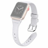 Voor Apple Watch Series 6 & SE & 5 & 4 40 mm / 3 & 2 & 1 38 mm T-vormige lederen horlogeband (wit)