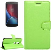 Voor Motorola Moto G4 Spelen Litchi Texture Horizontale Flip Leren Case met Magnetische Gesp & Houder & Kaartsleuven & Portemonnee (Groen)