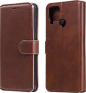 Voor OPPO Realme C15 / C12 Klassieke Kalfsstructuur PU + TPU Horizontale Flip Leren Case, met Houder & Kaartsleuven & Portemonnee (Bruin)