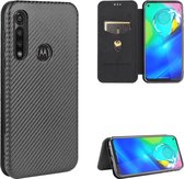 Voor Motorola Moto G Power Koolstofvezel Textuur Magnetische Horizontale Flip TPU + PC + PU Lederen Case met Touw & Kaartsleuf (Zwart)