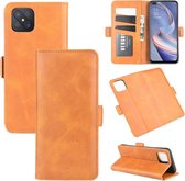 Voor Oppo A92s Dubbelzijdige magnetische gesp Horizontale flip lederen tas met houder & kaartsleuven en portemonnee (geel)