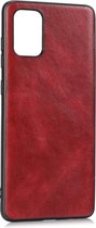 Voor Samsung Galaxy A71 Crazy Horse getextureerd kalfsleer PU + pc + TPU-hoes (rood)