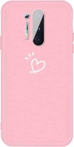 Voor OnePlus 8 Pro Three Dots Love-heart Pattern Frosted TPU beschermhoes (roze)