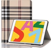 Voor iPad 10.2 / 10.5 geruite textuur horizontale flip lederen tas met houder & kaartsleuven & portemonnee (wit)