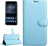 Voor Nokia 6 Litchi Texture Horizontale Flip Leren Case met Magnetische Gesp & Houder & Kaartsleuven & Portemonnee (Blauw)