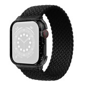 Geweven vervangende polsband horlogebanden met frame voor Apple Watch Series 6 & SE & 5 & 4 40 mm / 3 & 2 & 1 38 mm, lengte: 145 mm (zwart)
